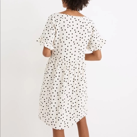 Madewell Lightspun Ruffle-Sleeve Babydoll Dress in Dot Toss - Picture 3 of 16
